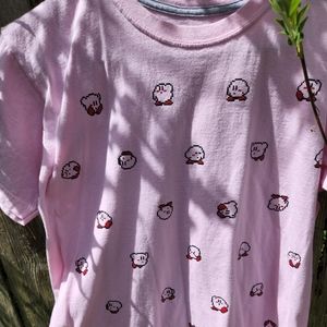 8-Bit Kirby pastel pink shirt